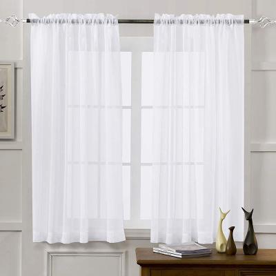 China Wholesale 100% Pure Polyester Insulated Sheer Solid Voile Pocket Rod Window Curtain Fabric for sale