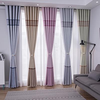 China Wholesale Cheap Ready Made Blackout Blackout Window Curtain Set For Living Room Bedroom Stripe Drapes for sale