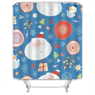 China Sustainable Customized Polyester Fabric Bathroom Shower Curtains Print 3d Shower Curtain For Bathroom For Christmas for sale