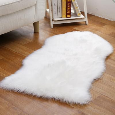 China Stain Resistant Soft Faux Fur Artificial Sheepskin Hairy Rug For Bedroom Living Room Fluffy Area Rugs Washable Faux Rug for sale