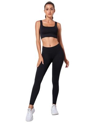 China WUAI 2021 Breathable Athletic Sports Wear Women Active Wear Set High Waist Yoga Sets Workout Leggings Yoga Suit for sale