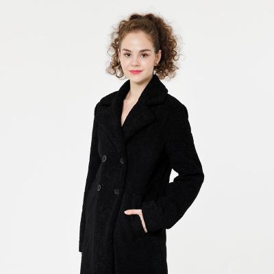 China Customized plus size black hot parride coated ladies jacket thick double breasted women woolen overcoat for sale