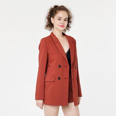 China Double Breasted Blazer Women Suit Ladies Anti-Wrinkle Lapel Custom Two Piece Coat Long Sleeve Coats Blazer for sale