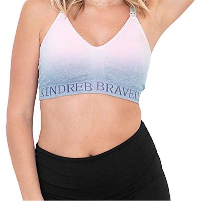 China Logo Nursing Bra Gradient Color Antibacterial Custom Maternal Bras Comfortable Seamless Breastfeeding Bra for sale