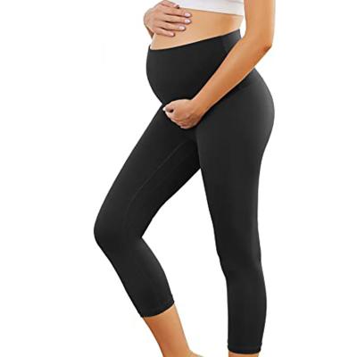 China Antibacterial Custom Solid Pregnant Clothes Women High Waist Maternity Pants Seamless Maternity Leggings for sale