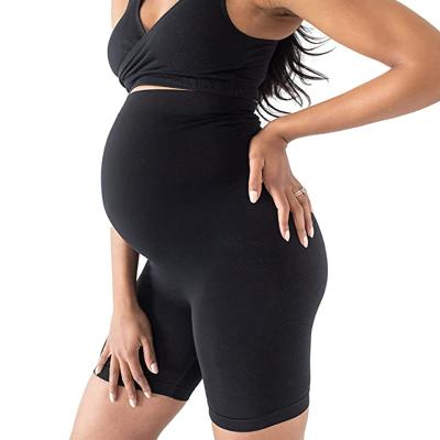 China Antibacterial Custom Nylon Spandex Maternity Shorts Pregnant Clothes High Waist Shorts Seamless For Woman for sale