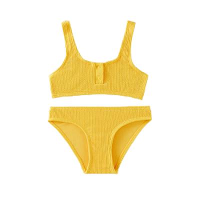 China Custom Made Cute Swimwear Beach Wear Breathable Little Girls Bikini Girl Swimwear Seamless Ribbed Bikini for sale