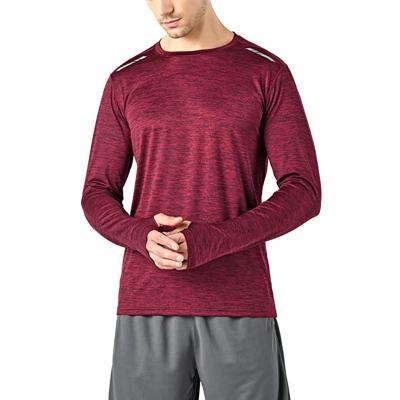 China Anti-Wrinkle Men Dry Running Shirt Round Neck Long Sleeve With Thumb Hole Sports Technology T-shirt Performance Top Pullover for sale