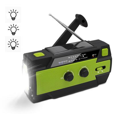 China PORTABLE High Quality Hand Crank Reading Flashlight Sales 4000mAha AM/FM/NOAA Solar Emergency Survival Radio for sale