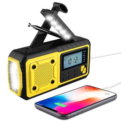 China SOS PORTABLE RADIO 4000mAh-Solar Operate Solar AM/FM Motion Sensor Reading Lamp Emergency Portable Hand Crank Radio for sale