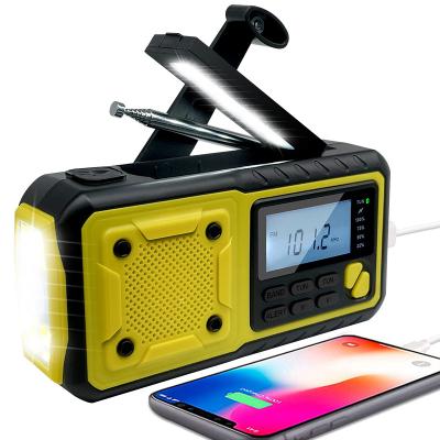 China PORTABLE Self-Powered Solar Power Bank Solar Hand Crank AM/FM NOAA Weather Radio LED Flashlight Emergency Hand Crank Radio for sale