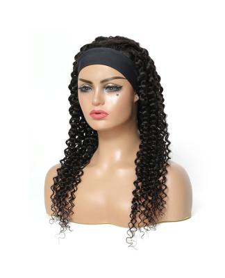 China Jerry Curl Factory Head Band Wig For Black Women, 10A 12A Grade Brazilian Virgin Hair Wigs Cuticle Aligned Hair Wigs for sale