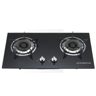 China Hot Sale Household Glass Top Double Burner Gas Stove Integrated Glass Top Kitchen ABLE Burner Built In Gas Stove for sale