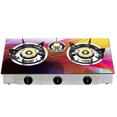 China Household Kitchen Portable Tempered Glass Gas Stove Super 3 Burner for sale