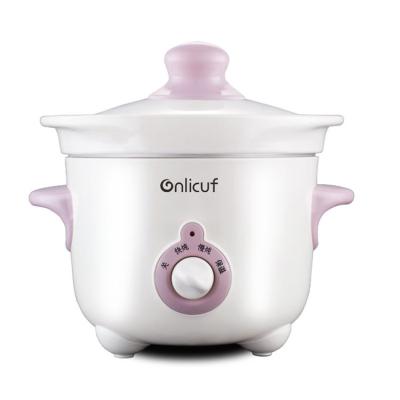 China Low Power Consumption Low Power Consumption 1.0L 1.5L 2.0L Safety Baby Food Slow Cooker With Ceramic Pot Rotary Knob for sale