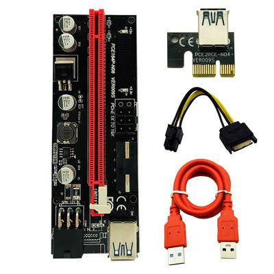 China Extra PCBA PCI-E 1X 4x 8x 16x Dual 6 Pin Adapter Card SATA 15pin Pcie Riser Pcie Ver009s Ver 009s for sale