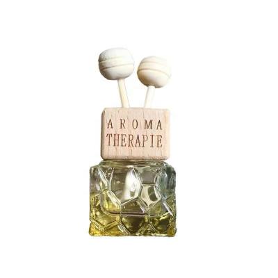 China Mini Cube 8ml Perfume Glass Bottle Conditioner Clip Ornament Car Ornament Empty Auto Clear Aromatherapy Diffuser Small Bottle Clamp for sale