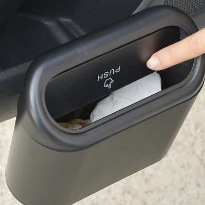 China Portable Car Trash Can Vehicle Dust Dust Storage Box Black ABS Hanging Square Squeezing Type Car Trash Bag Car Trash Can for sale