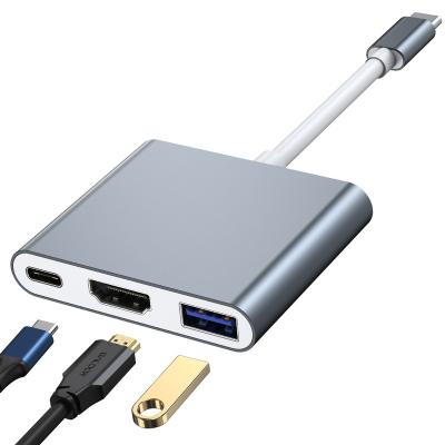 China Charging+Data Transfer+Video Wholesale 3 in 1 USB C to USB 3.0 HDTV 4K Adapter HDTV Multiport USB 3.0 Hub Video Port Multiport HDTV Converter PD Fast Charging Port for sale