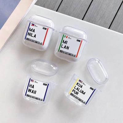 China Easy To Install Or Remove Fast Travel Country City Boarding Pass Case For AirPods Pro Earphone Box Cases Funny Silicone Clear Cover for sale