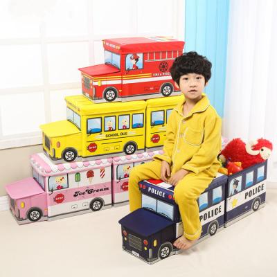 China Creative Viable Cartoon Storage Box Children's Toy Storage Stool Folding Storage Box for sale