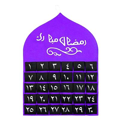 China Ramadan Calendar Countdown Eid Party Handmade Felt Pockets Ramadan Eid Hanging Countdown Calendars /Gift for sale