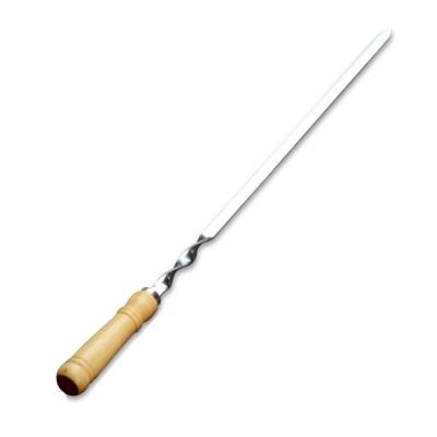 China 50cm Long Easily Cleaned Stainless Steel Barbecue BBQ BBQ Kebab Skewer With Wooden Handle for sale