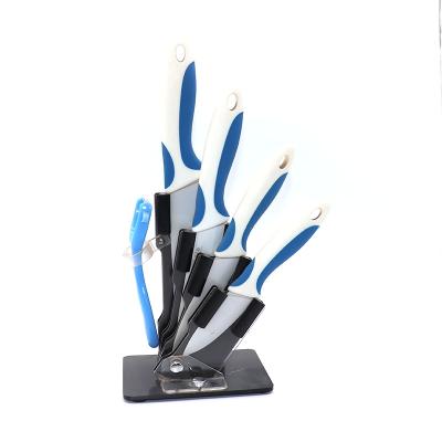 China High Quality Disposable TPR Handle Ceramic Knife Set With Acrylic Holder for sale