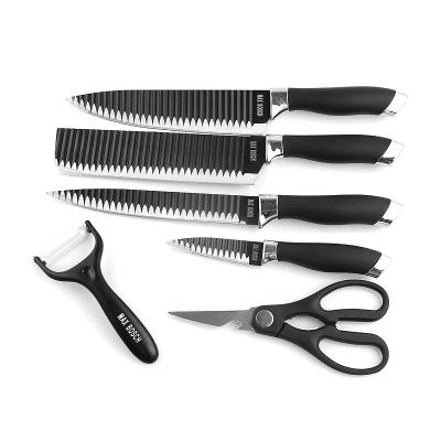 China 6pcs Blade Stainless Steel PP Eco - Friendly Non - Stick Sustainable Handle Knife Set for sale