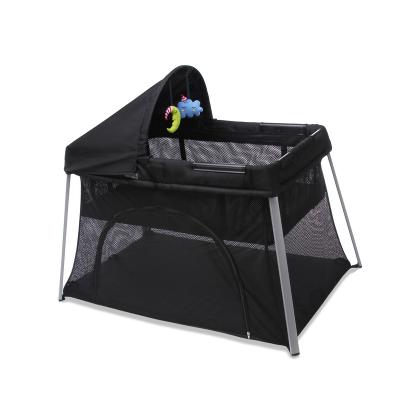 China Folding Modern Black Portable Crib Playpen Travel Hutch European Standard Baby Outdoor Baby Playpen Playpen for sale