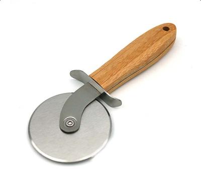 China Sustainable High Quality Eco Friendly Food Grade 3 Inch Stainless Steel Rocking Pizza Cutter With Wooden Handle for sale