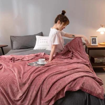 China Folded 100% Polyester Sherpa Solid Color Double Layer Warm Blanket For Winter for sale