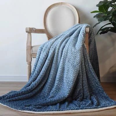 China 2022 New Design Printed Jacquard Fleece Blanket Warm Throw Folded Thick Blanket For Winter for sale