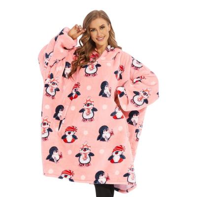 China Custom Sherpa Flannel Throw Sherpa Free Sample Blanket Oversized Covering Hooded Portable Fleece Hoody for sale