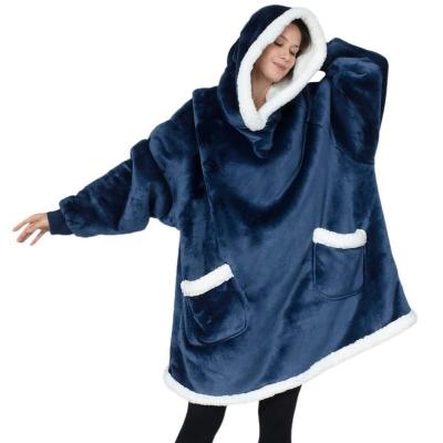 China Anti-Static JH Sherpa Sweatshirt Fleece Blanket Hoodie With Sleeves Custom Oversized Hoodie for sale