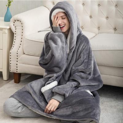 China Wholesale Anti-static Winter Comfortable Warm Wearable Fleece Home JH Oversized Covering Hoodie for sale