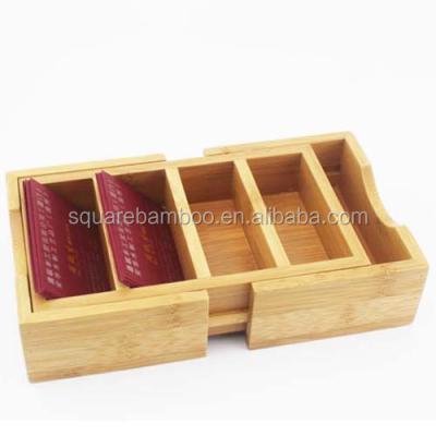 China Eco - Friendly Bamboo Expandable Desk Organizers Business Card Holder for sale