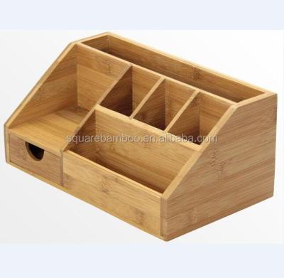 China Eco-friendly Bamboo Desk Organizers Computer Tray Office Supplies Organizer Caddy for sale