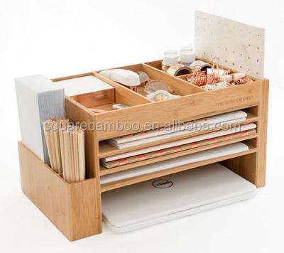 China Minimalist Eco - Friendly Bamboo Desk Document Organizer Stationery Collection for sale