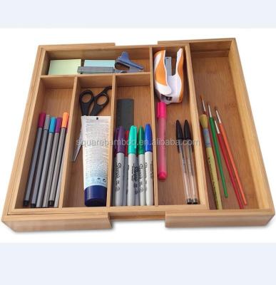 China Bamboo Expandable Desk Organizers Drawer Organizer For Stationery for sale