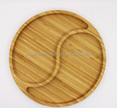 China Solid Disposable Round Bamboo Taichi Serving Dish for sale