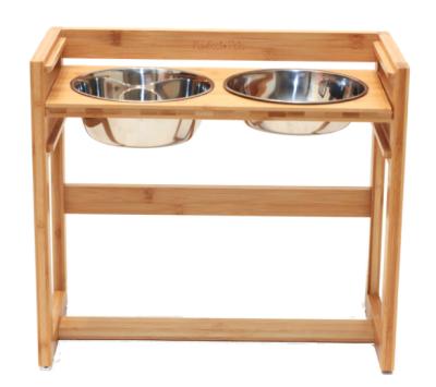 China Sustainable Adjustable Bamboo Dog Feeder And Stainless Bowl For Large Dogs for sale