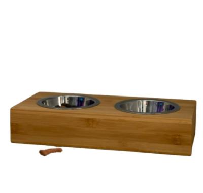 China Small Cat Feeder Disposable Bamboo Bowl And Water Cup Pet Bamboo Feeder for sale