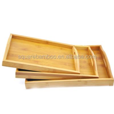 China Kitchen Organizers Tray With Handle Bamboo Breakfast Bamboo Serving Tray (Large) for sale