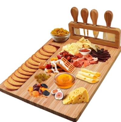 China Creative Disposable Bamboo Cheese Board Set With Knife , Cheese Board Tray for sale