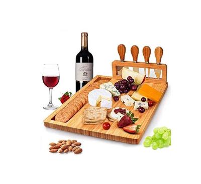 China Factory Disposable Square Bamboo Cheese Board Set With Magnet And Cheese Tool Kit for sale