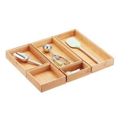 China Sustainable Bamboo Kitchen Storage Drawer Organizer for sale