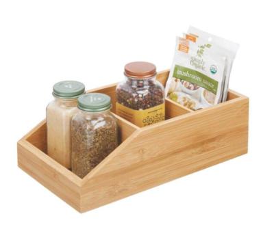 China Bamboo Food Organizer Bamboo Kitchen Tray Kitchen Shelf Box Organizer for sale