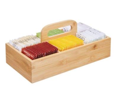 China Bamboo Tray Kitchen Storage Organizer Box Food Organizer Bamboo Food Storage Box With Handle for sale