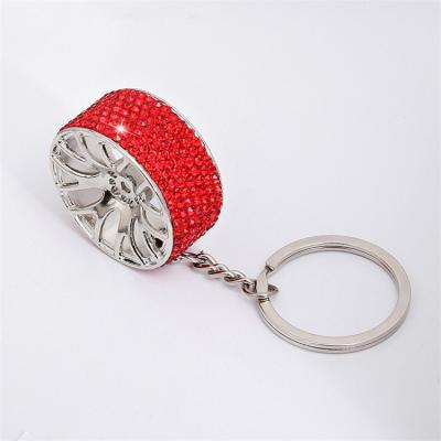 China Car Key Chain Diamond Creative Wheel Key Buckle Fashion Women Convenient Keychain for sale